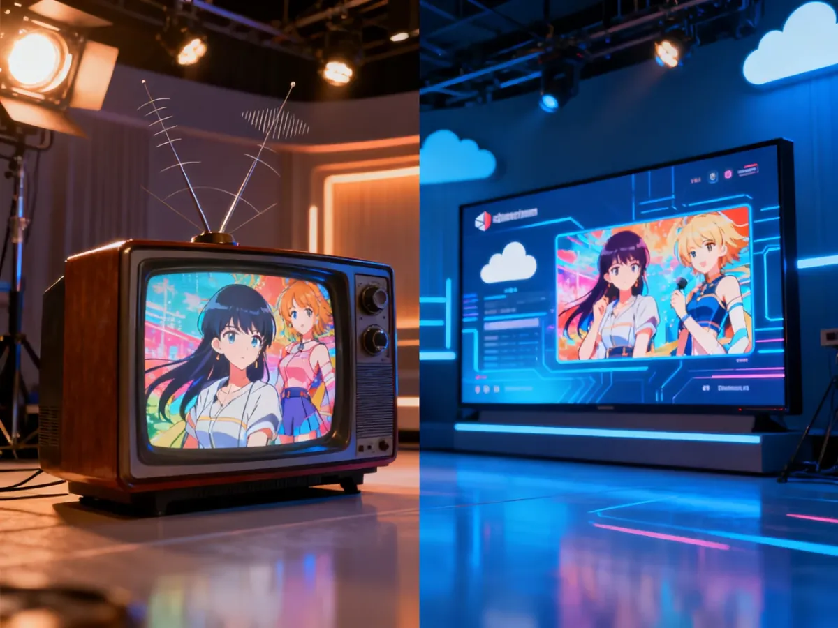 Porównanie tradycyjnej telewizji i nowoczesnego streamingu anime