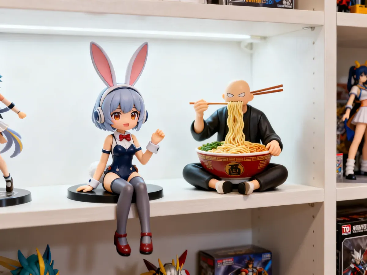 Budżetowe figurki anime Prize na półce kolekcjonera