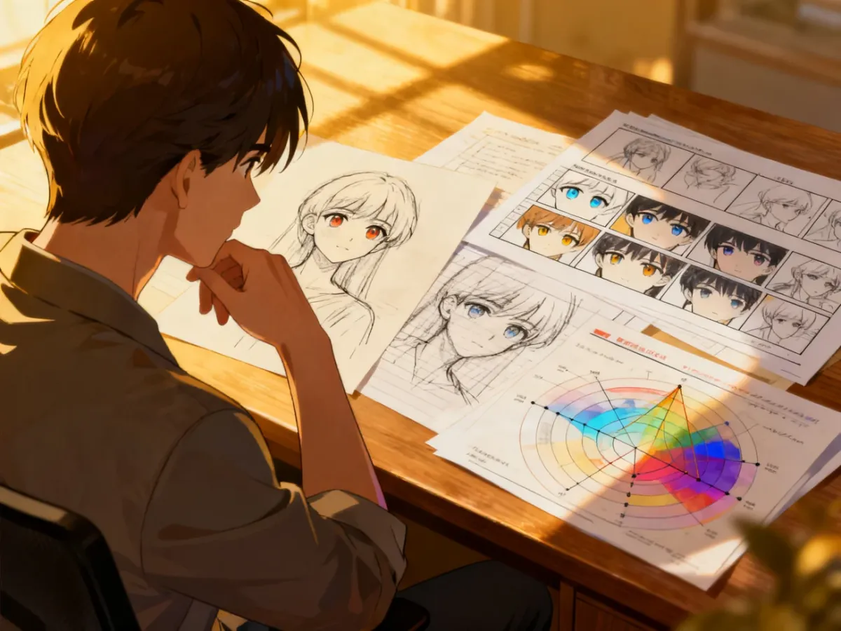 Analiza stylu graficznego, postaci i narracji anime na biurku