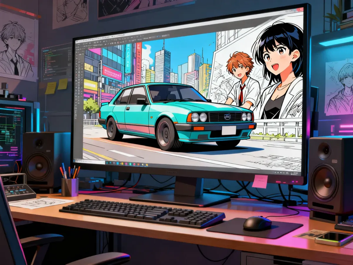 Połączenie stylizowanych modeli 3D z ręcznie rysowanymi postaciami anime