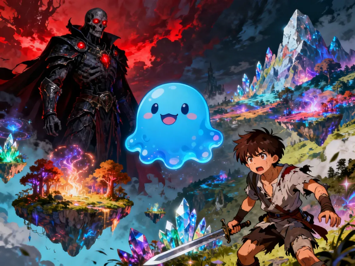 Różnorodni bohaterowie i światy przedstawiający anime isekai