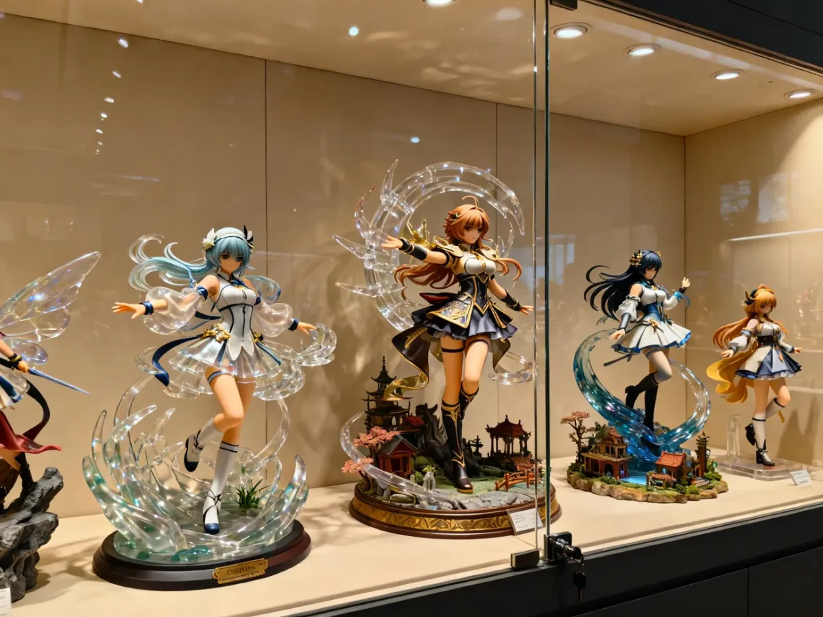 Kolekcjonerskie figurki anime premium w szklanej gablocie