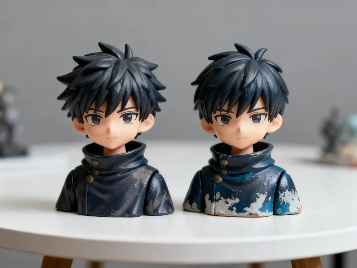 Porównanie starannie wykonanej figurki anime z produktem słabej jakości